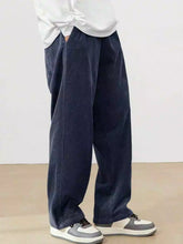 Navy Blue Color Mens Corduroy Cotton Pants Casual and Regular Fit Full size - XPPT