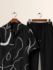 Black Waves Unisex Half Sleeve Full Pant Cords - XPCRDF