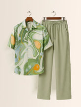 Green Dissolve Unisex Half Sleeve Full Pant Cords - XPCRDF