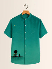 Green Boy Print Unisex Half Sleeve Shirt - XPST