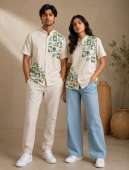 Leaf Patch Print Unisex Half Sleeve Shirt - XPST