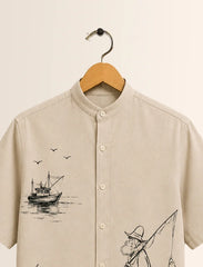 Man Fish Print Unisex Half Sleeve Shirt - XPST