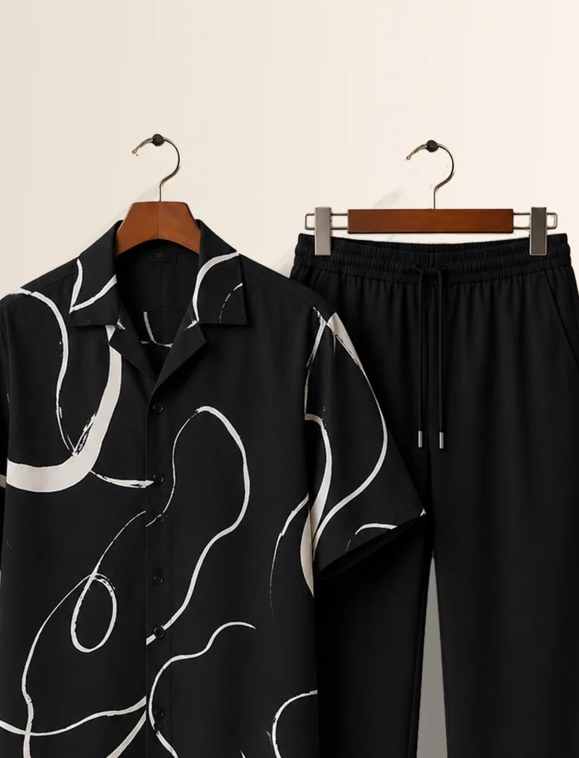 Black Waves Unisex Half Sleeve Full Pant Cords - XPCRDF