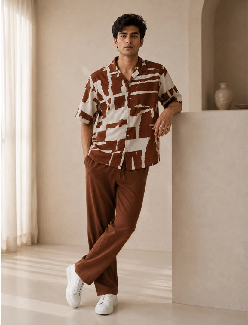 Brown Patches Unisex Half Sleeve Full Pant Cords - XPCRDF