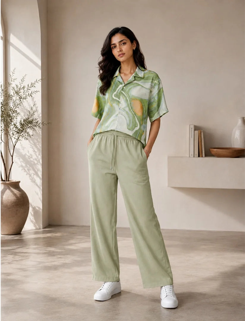 Green Dissolve Unisex Half Sleeve Full Pant Cords - XPCRDF