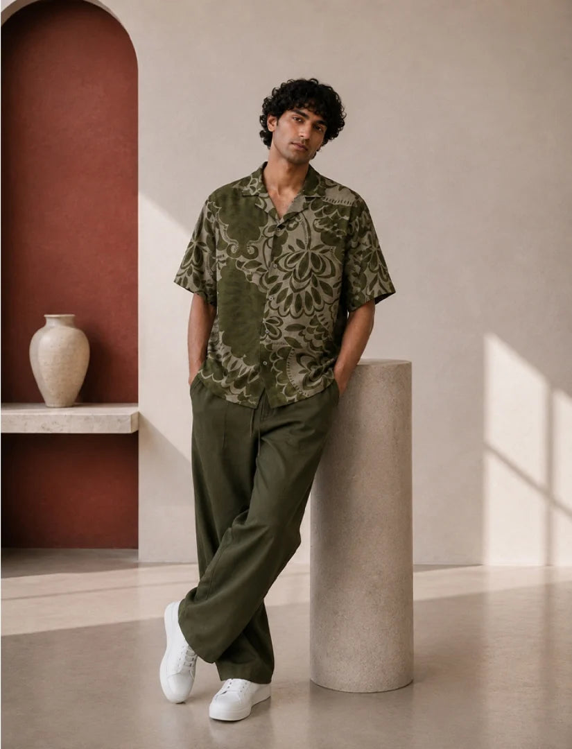 Green Embedded Unisex Half Sleeve Full Pant Cords - XPCRDF