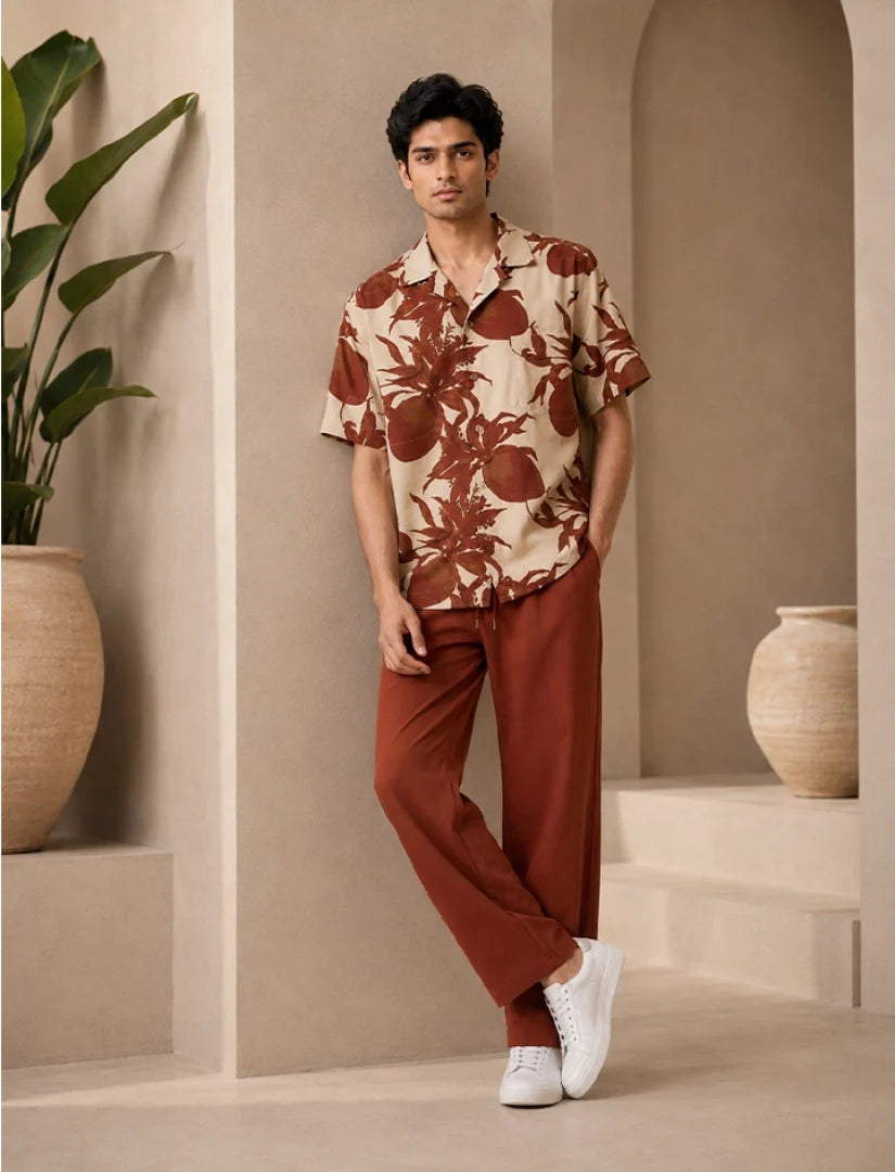 Maroon Coconut Unisex Half Sleeve Full Pant Cords - XPCRDF