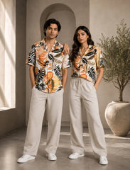 Multi Leaf Unisex Half Sleeve Full Pant Cords - XPCRDF