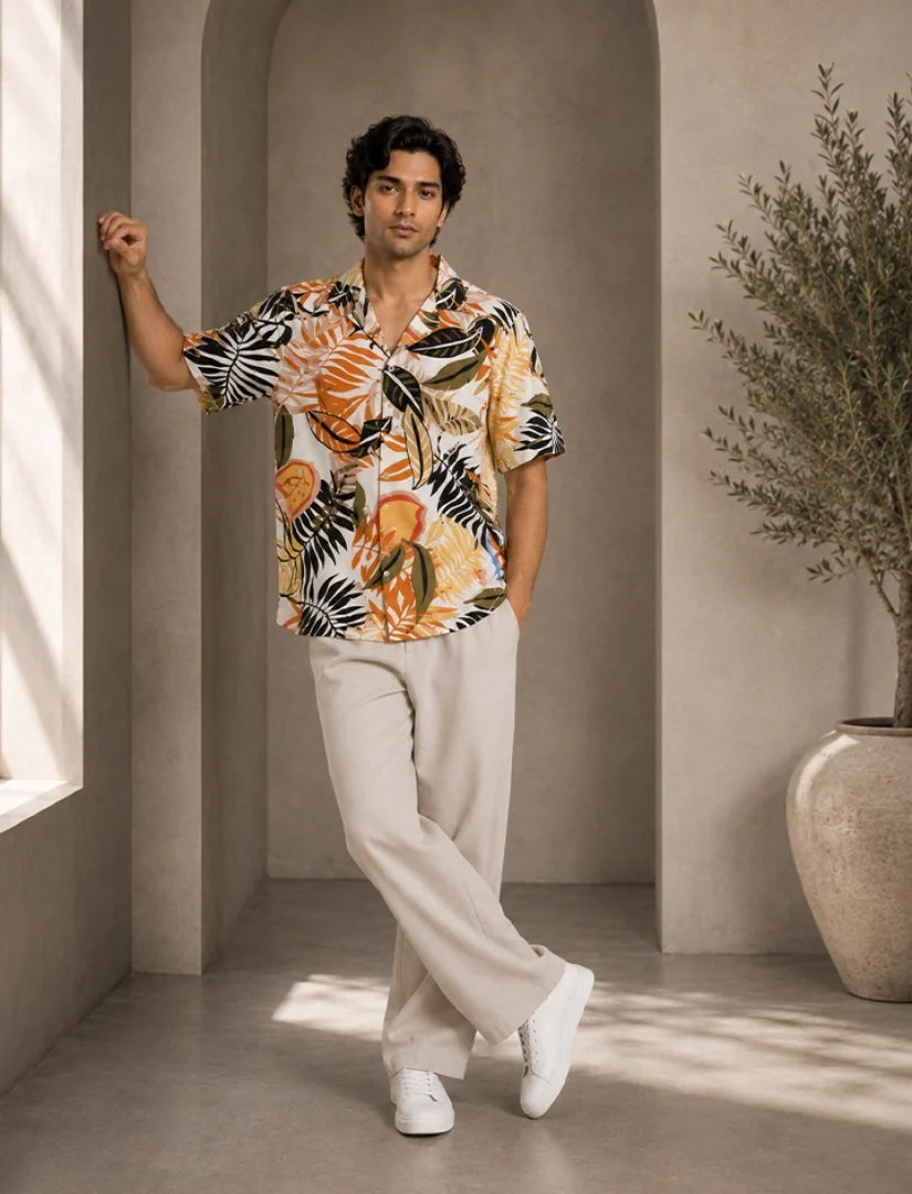 Multi Leaf Unisex Half Sleeve Full Pant Cords - XPCRDF