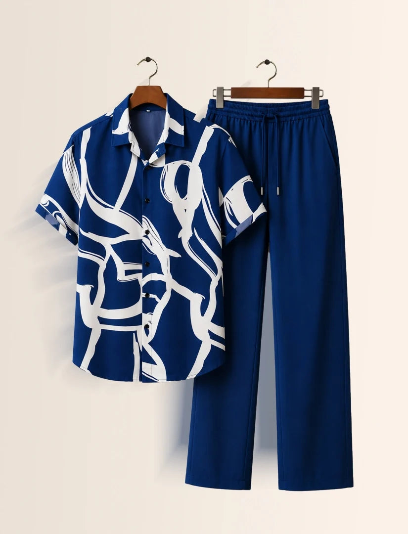 Navy Crack Unisex Half Sleeve Full Pant Cords - XPCRDF