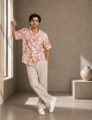 Orange Geometry Unisex Half Sleeve Full Pant Cords - XPCRDF