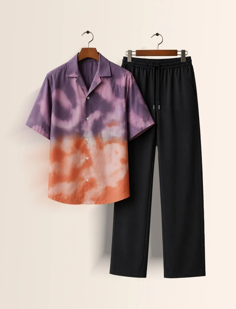 Purple Orange Unisex Half Sleeve Full Pant Cords - XPCRDF