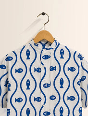 Fishes Print Unisex Half Sleeve Shirt - XPST