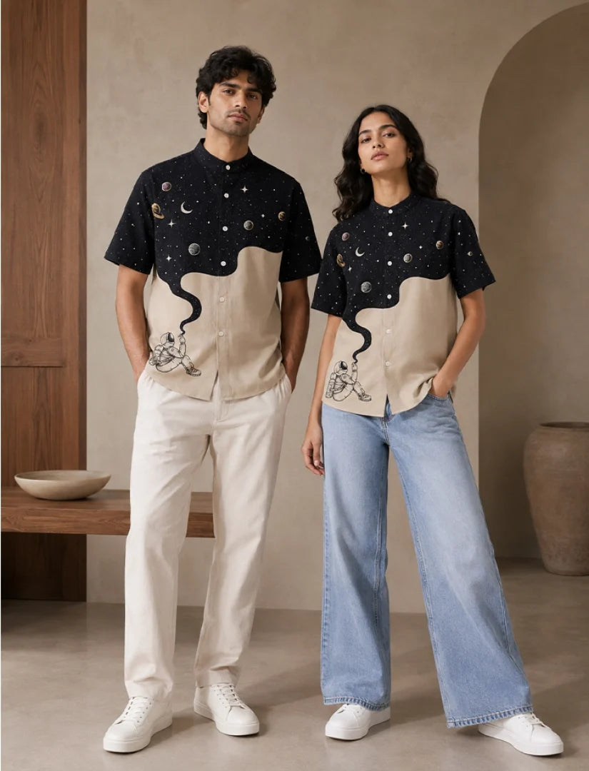 Astronaut Space Print Unisex Half Sleeve Shirt - XPST