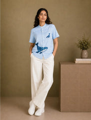 Blue Dolphin Print Unisex Half Sleeve Shirt - XPST