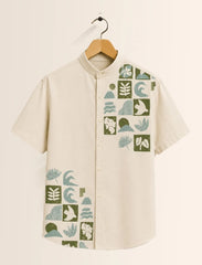 Leaf Patch Print Unisex Half Sleeve Shirt - XPST
