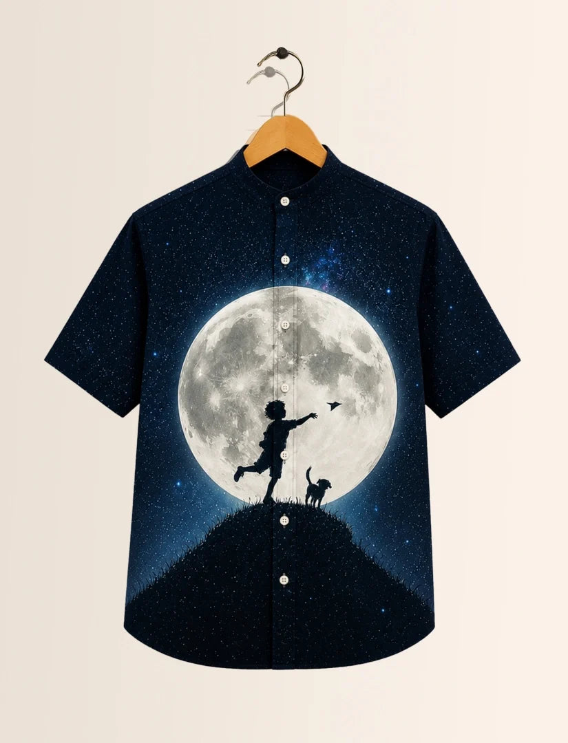 Moon Navy Unisex Half Sleeve Shirt - XPST