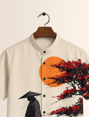 Samurai Print Unisex Half Sleeve Shirt - XPST
